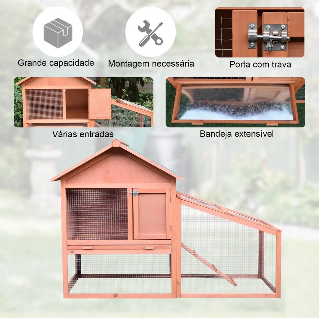 Casa para coelhos de madeira Casa Exterior para Coelhos Teto de pano de asfalto 144x64.5x100 cm Estrutura grande