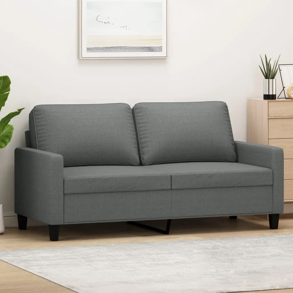 Sofá de 2 lugares em tecido 140 cm cinzento-escuro