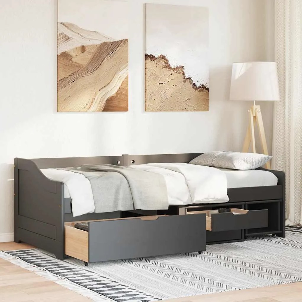 Sofá-cama com 3 gavetas sem colchão 90x200 cm IRUN preto