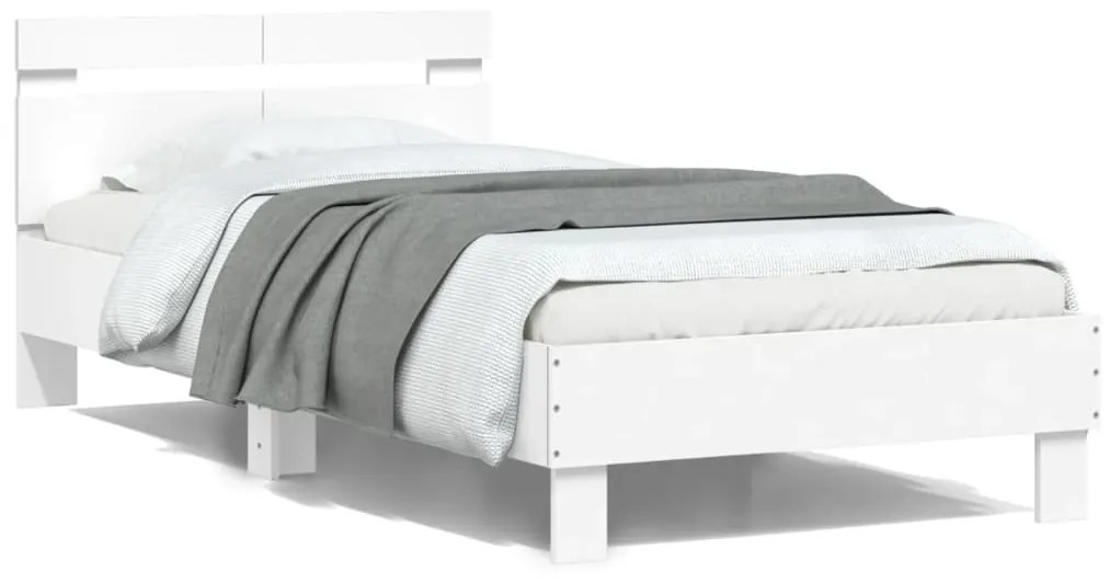 vidaXL Estrutura cama c/ cabeceira 100x200 cm derivados madeira branco