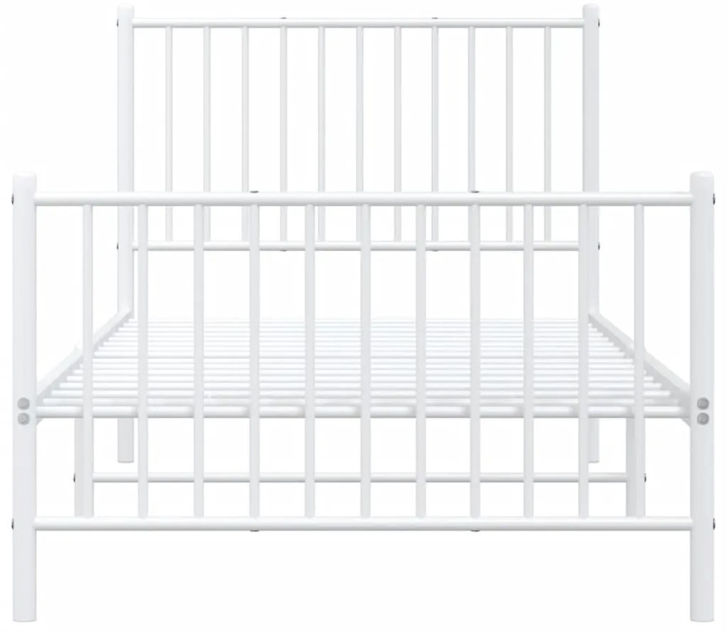 Estrutura de cama com cabeceira e pés 90x200 cm metal branco