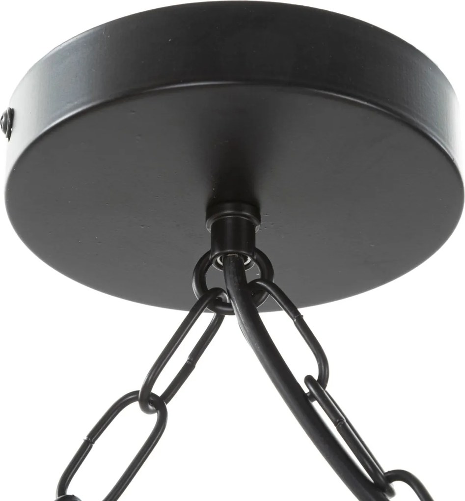 "Candeeiro de Teto Boho Chic - Metal, Bambu e Corda - 120 cm - 6 Ponto