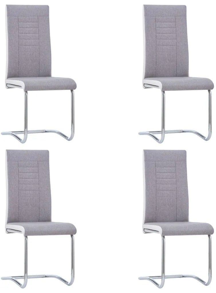 vidaXL Cadeiras de jantar cantilever 4 pcs tecido cinzento-claro