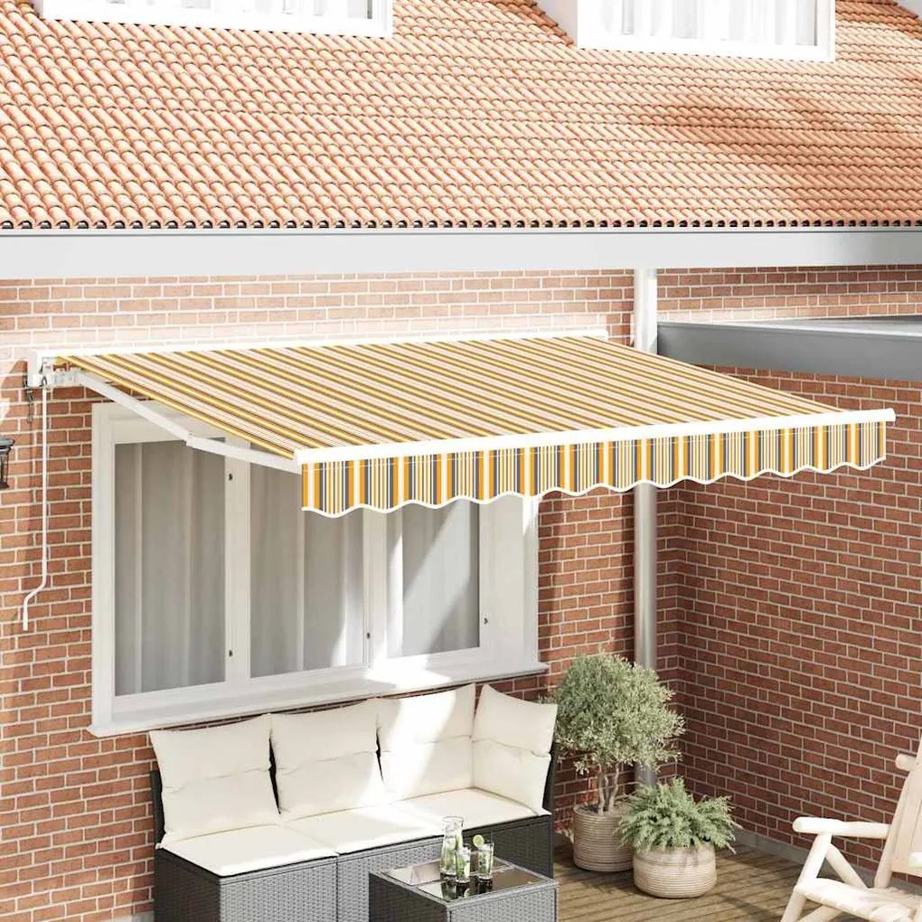 vidaXL Toldo Retrátil Amarelo e Cinza 350 x 200 cm Poliéster e Metal