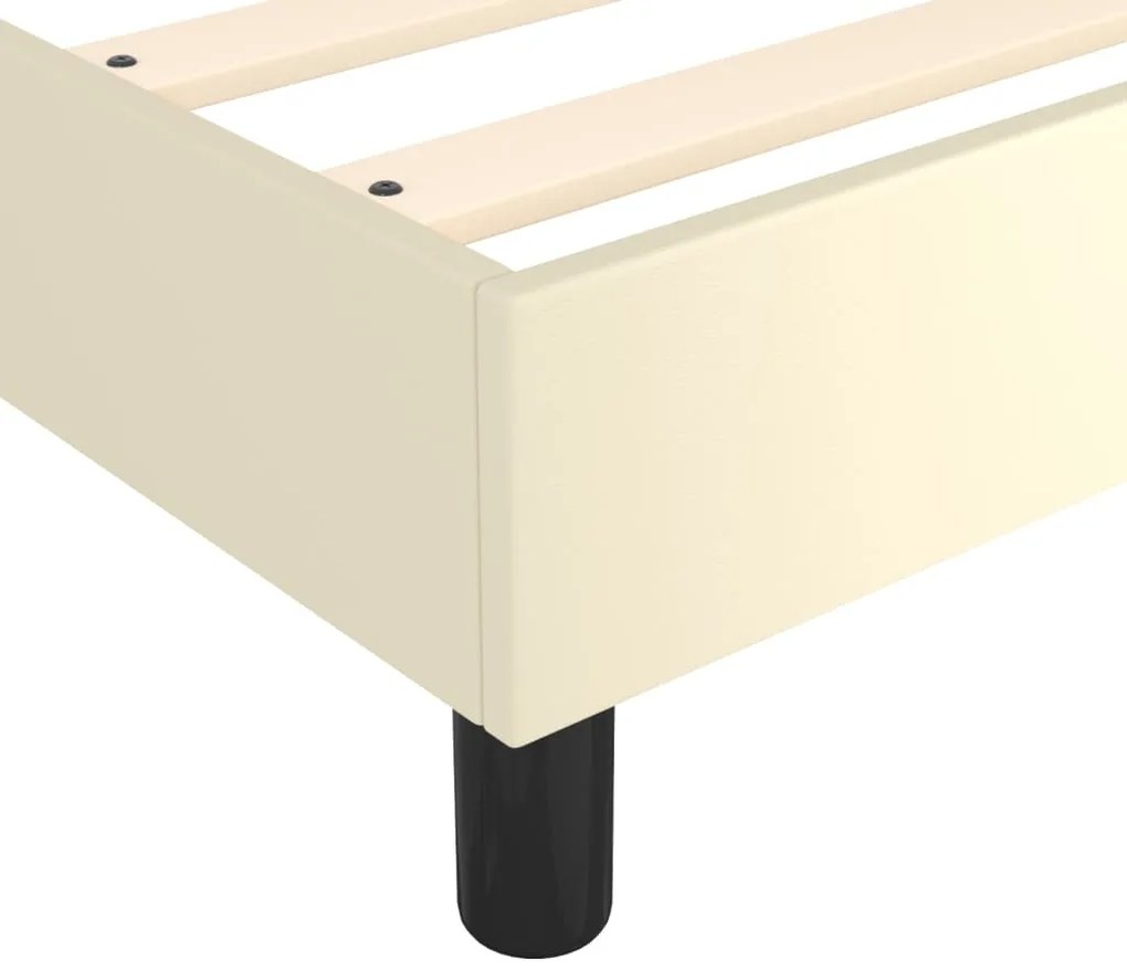 Estrutura de cama 90x190 cm couro artificial cor creme