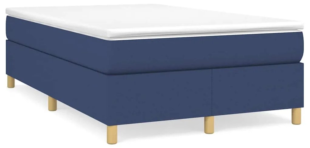 Cama boxspring com colchão 120x190 cm tecido azul