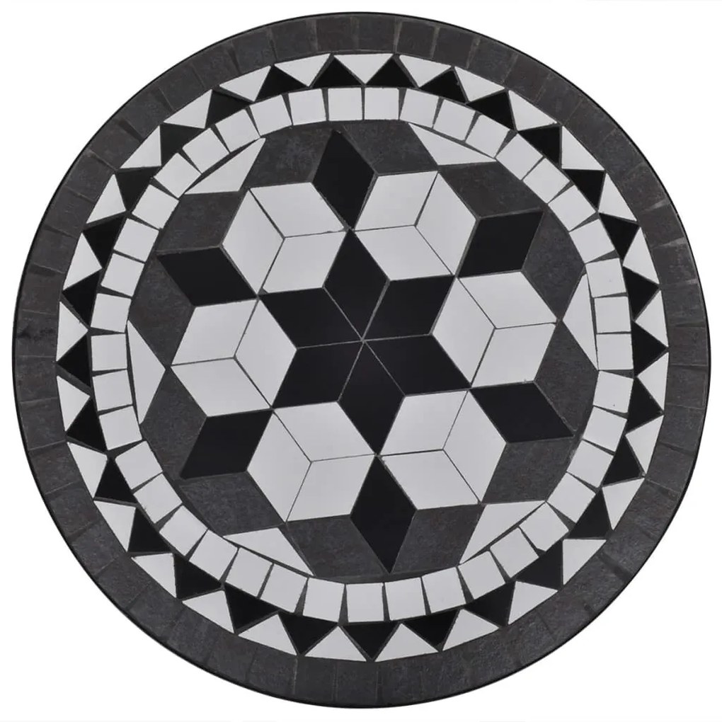 Conjunto bistrô azulejos de cerâmica 3 pcs preto e branco