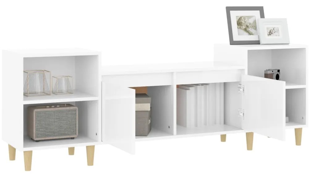 Móvel de TV Malva de 160 cm - Branco Brilhante - Design Moderno