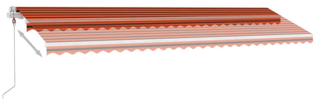 Toldo autom. LED e sensor de vento 600x300 cm laranja/castanho