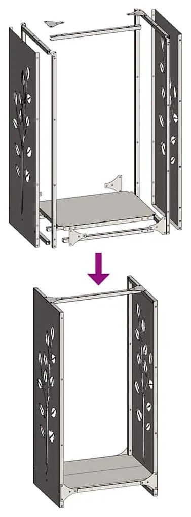 Suporte para lenha 40x30x80 cm aço laminado a frio antracite