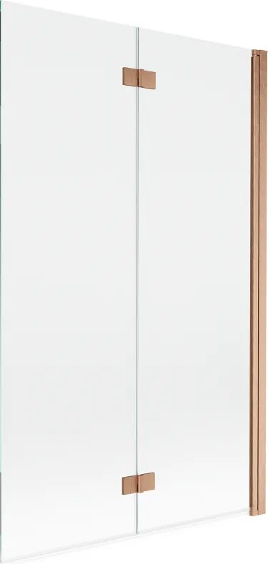 Mexen Mist resguardo de chuveiro 2 painéis direito 110 x 150 cm, transparente, cobre escovado - 8A9-110-002-65-00-P