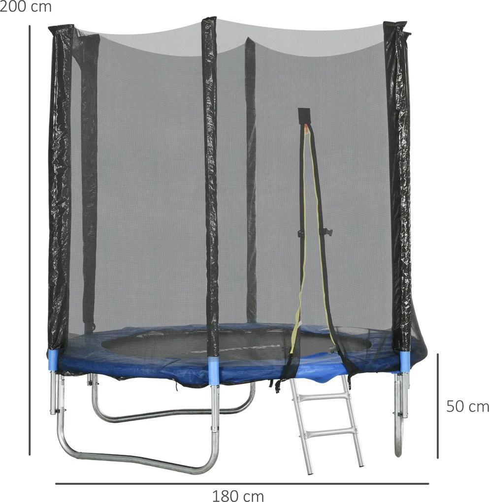 Trampolim de exterior com rede de segurança de Ø180 cm para crianças e adultos