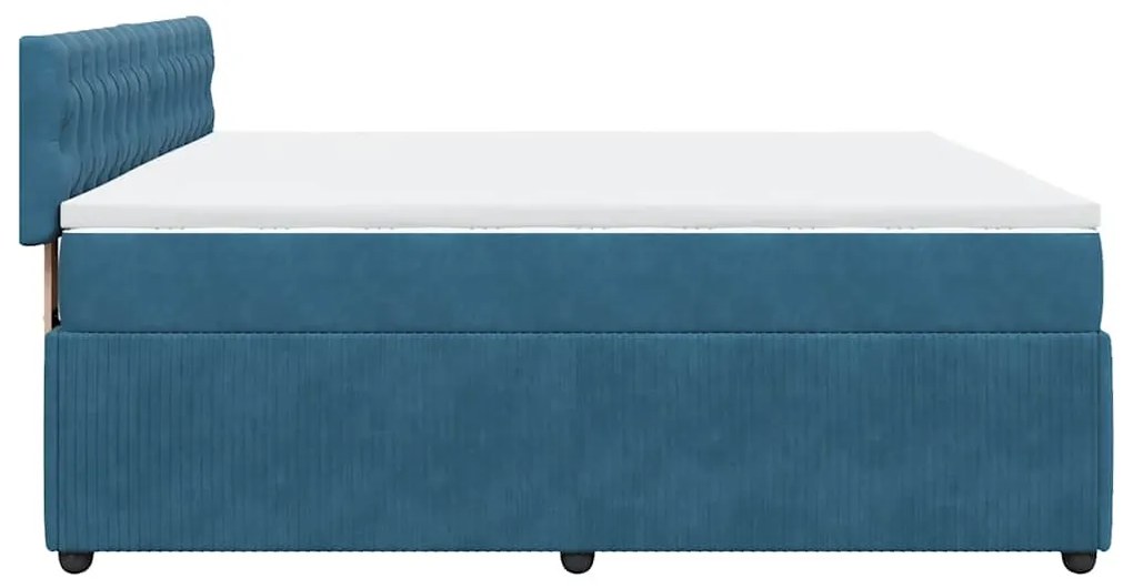 Cama com molas/colchão 200x200 cm veludo azul