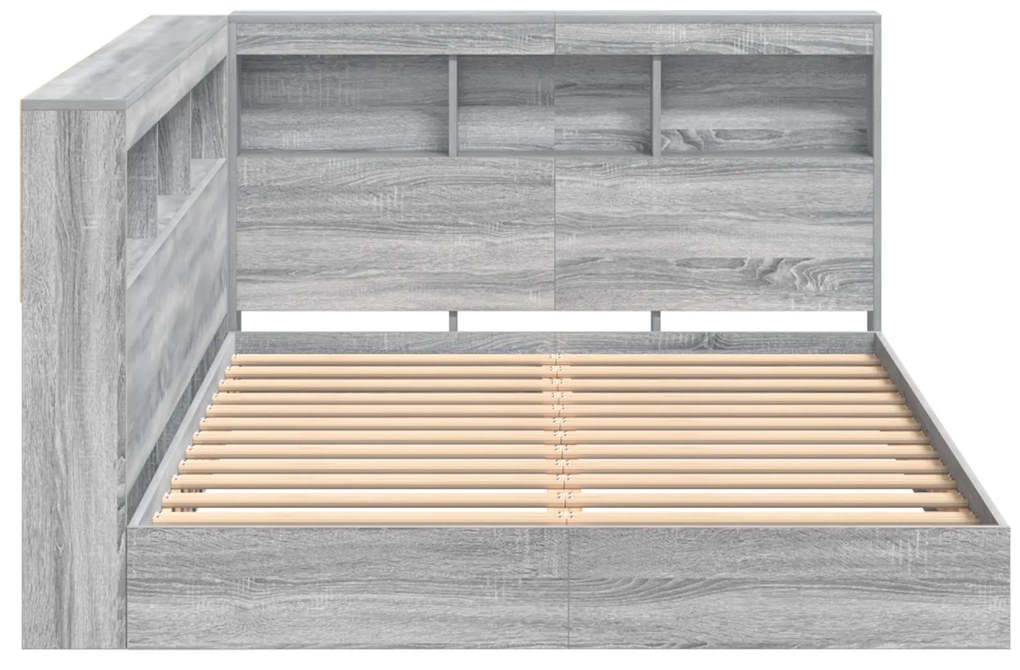 Cama com Estante Cinza Sonoma 120x200 cm Madeira Engenharia