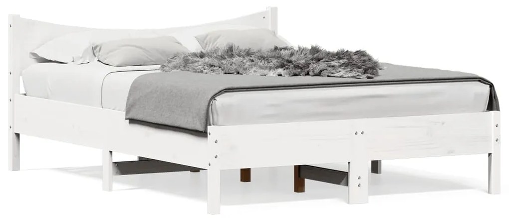 Estrutura de cama 140x200 cm madeira de pinho maciça branco