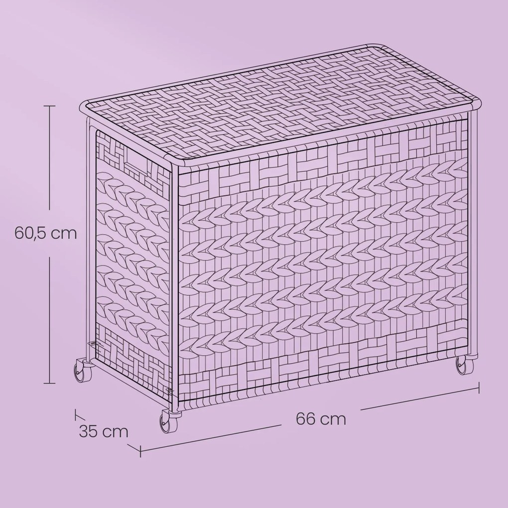 Cesto para roupa suja 66 x 35 x 60,5 cm cor natural