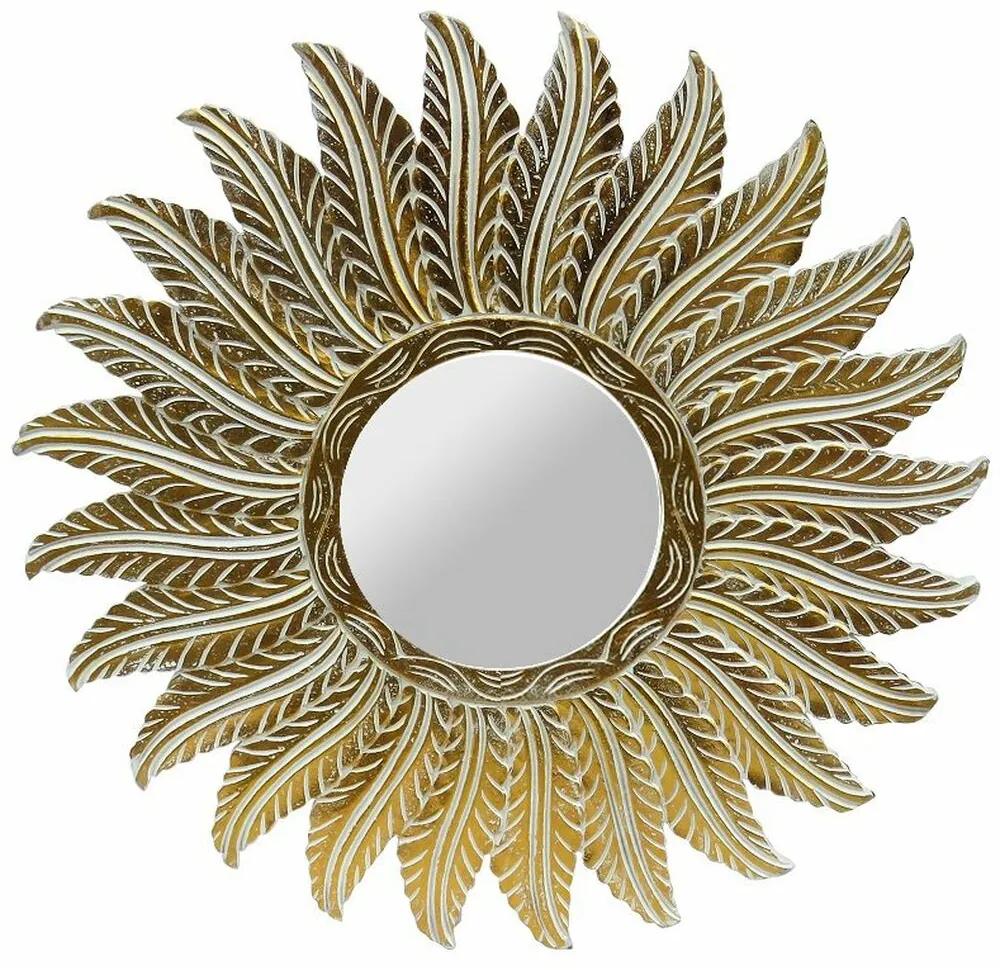 Espelho de Parede Dkd Home Decor Cristal Plumas Dourado Alumínio Madeira de Mangueira índio (90 X 3 X 90 cm)