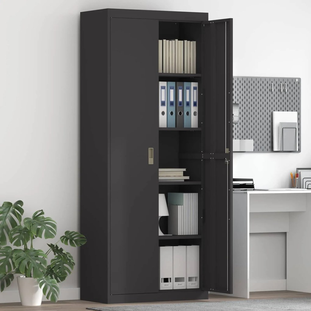 vidaXL Armário de arrumação 2 pcs Preto 80 x 40 x 200 cm Aço