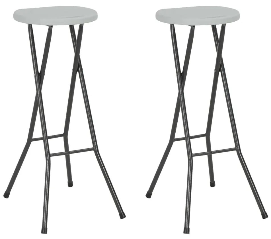 vidaXL Bancos de bar dobráveis 2 pcs PEAD e aço branco