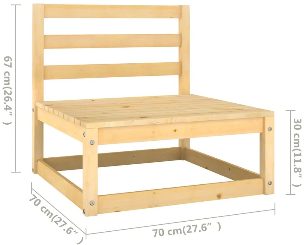 5 pcs conjunto lounge de jardim c/ almofadões pinho maciço