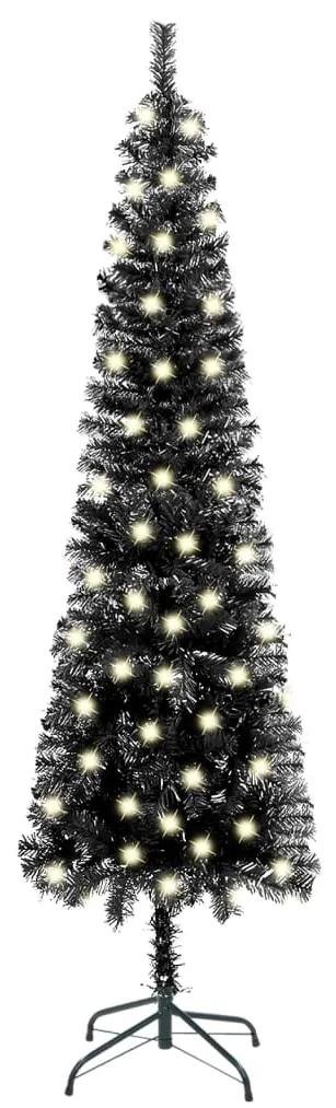 3077991 vidaXL Árvore de Natal fina com luzes LED 210 cm preto
