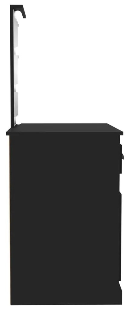 Toucador com luz LED 90x50x132,5 cm derivados de madeira preto
