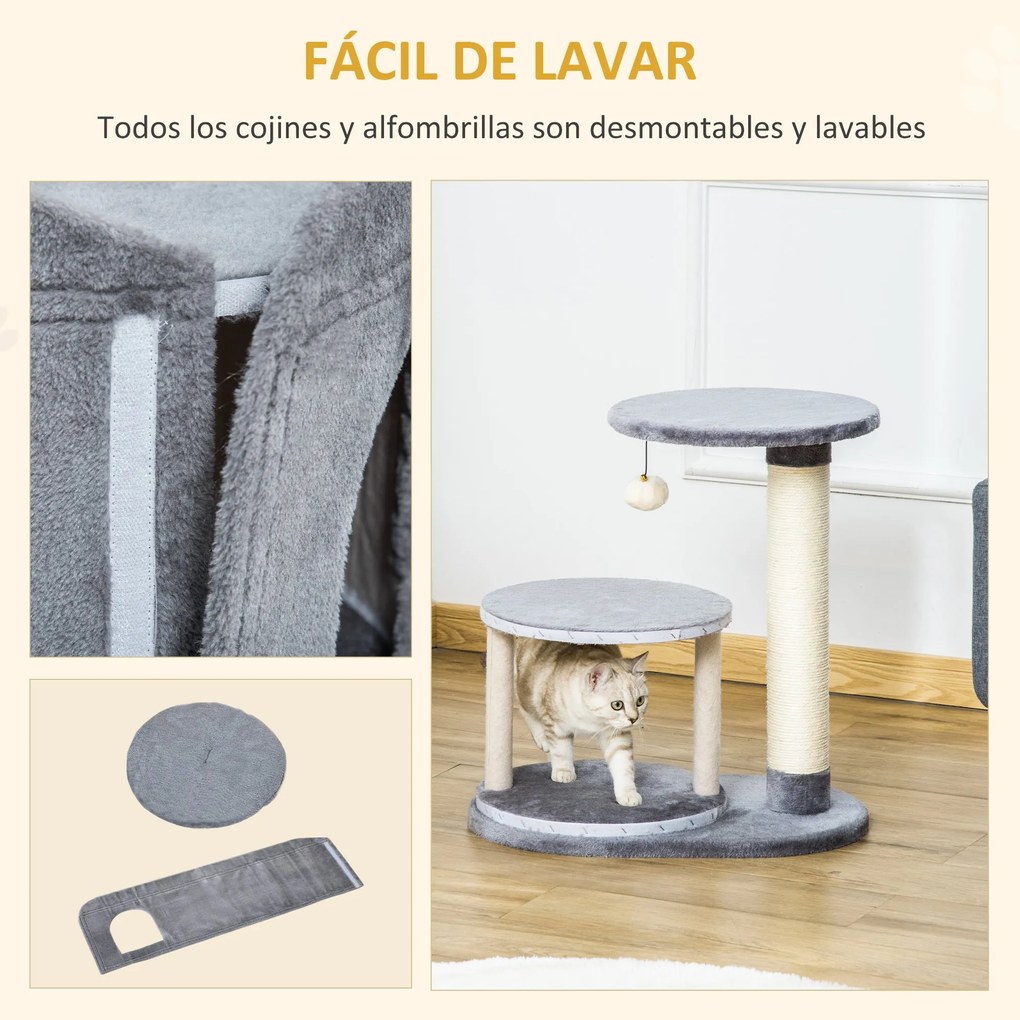 PawHut Árvore Arranhadora para Gatos Pequena Altura 59cm com Caverna d