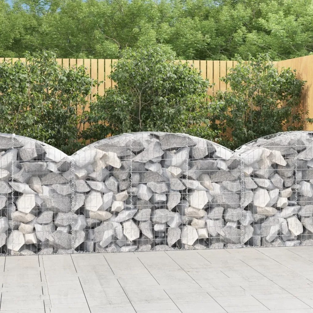 vidaXL Cesto gabião arqueado 150x50x80/100 cm ferro galvanizado