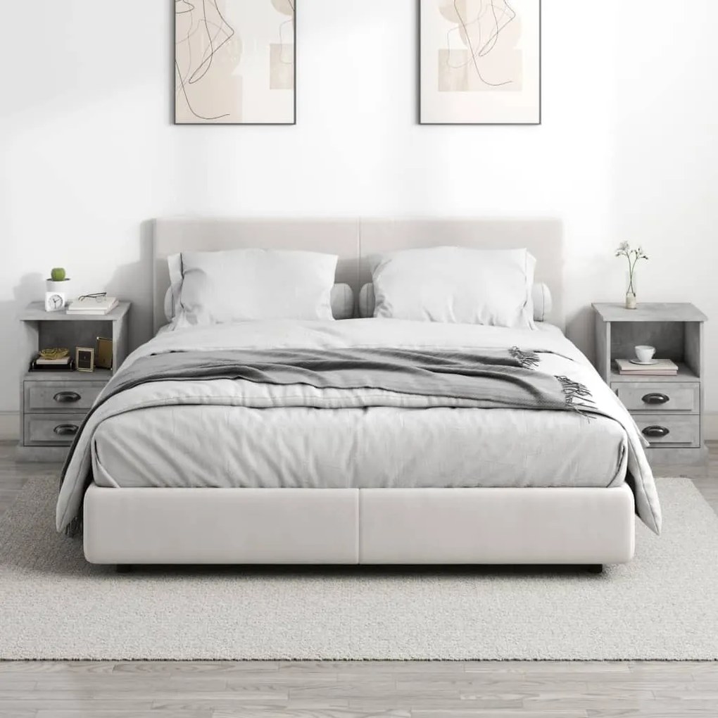 Mesas de cabeceira 2 pcs 43x36x60 cm cinzento cimento