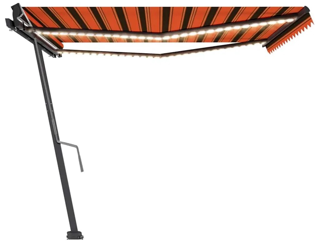 Toldo retrátil manual com LED 450x300 cm laranja e castanho