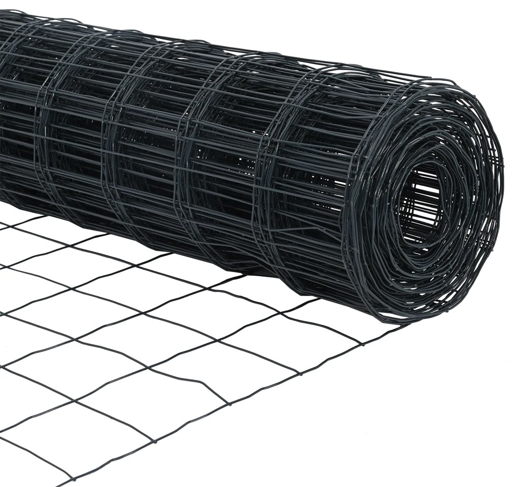 Cerca Euro com 13 Posts 0.6x50 m Aço Galvanizado Cinza
