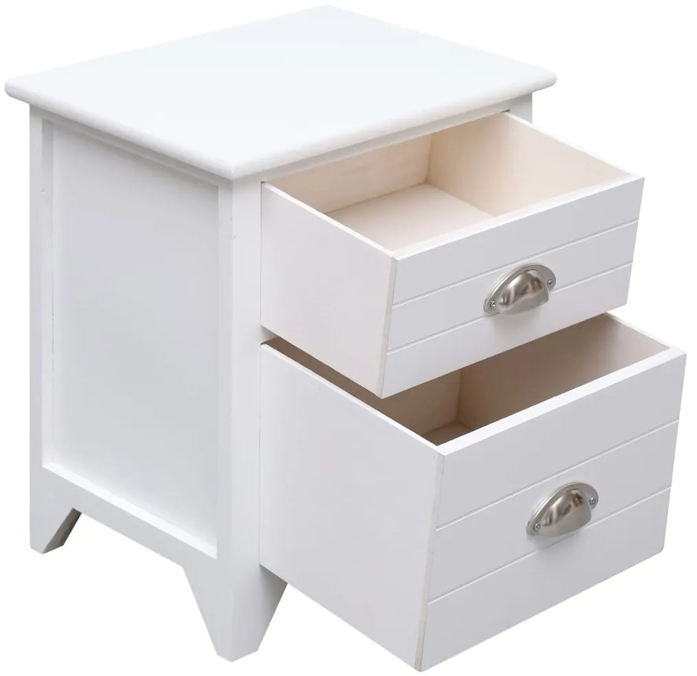 Mesa de cabeceira com 2 gavetas 2 pcs branco