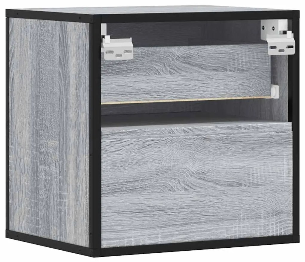 Mesa de cabeceira de parede 40x31x39,5 cm cinzento sonoma