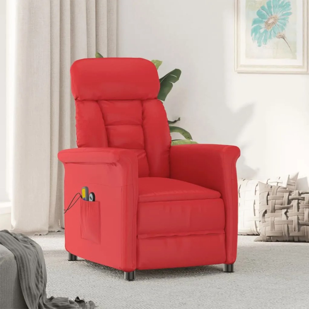 3098353 vidaXL Poltrona de massagens elétrica couro artificial vermelho