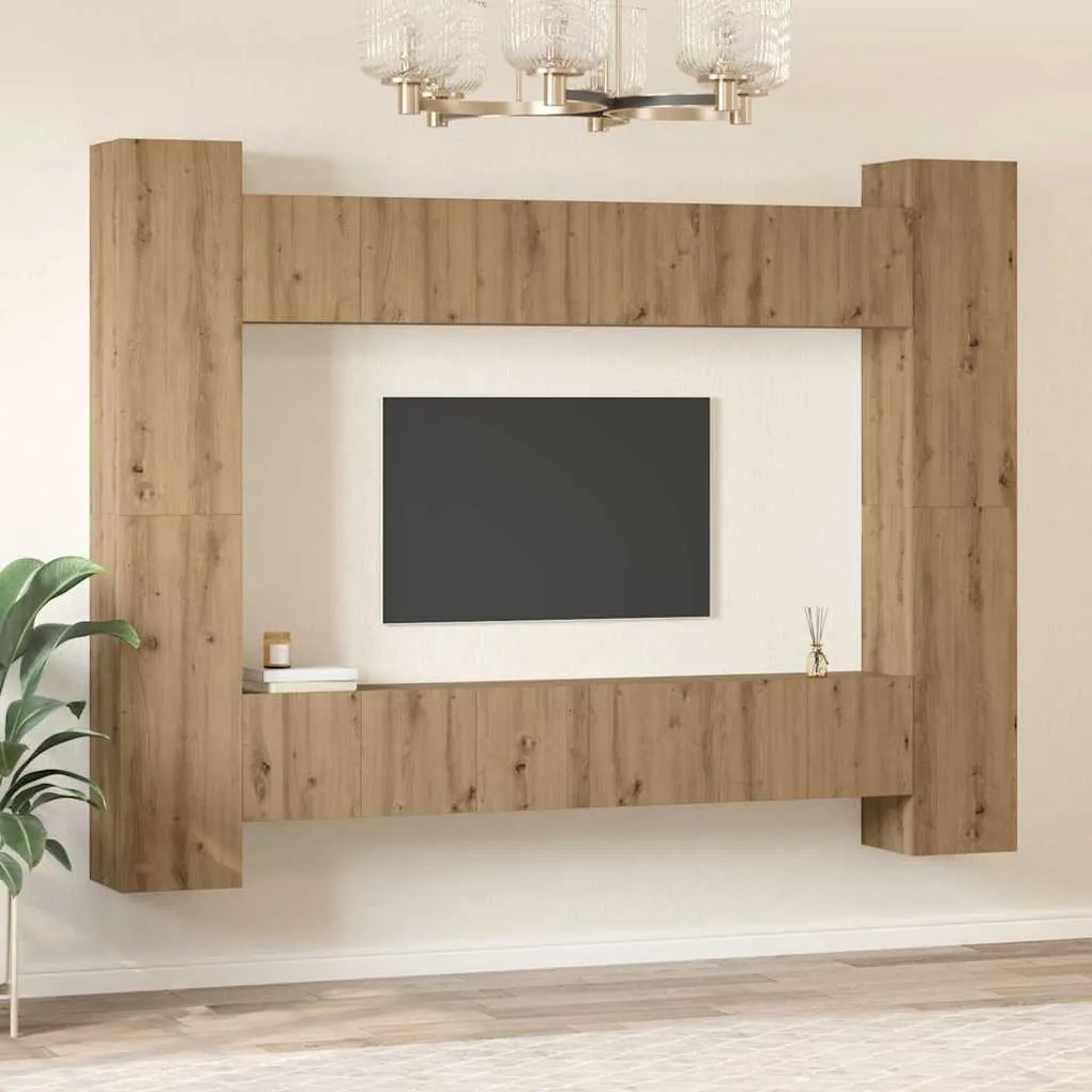 Conjunto de móvel de TV 10 pcs carvalho artisiano