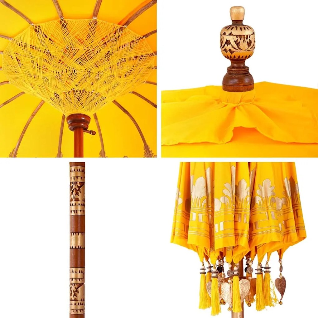 Guarda-sol Outros Manual Amarelo x 250 cm Algodão e madeira