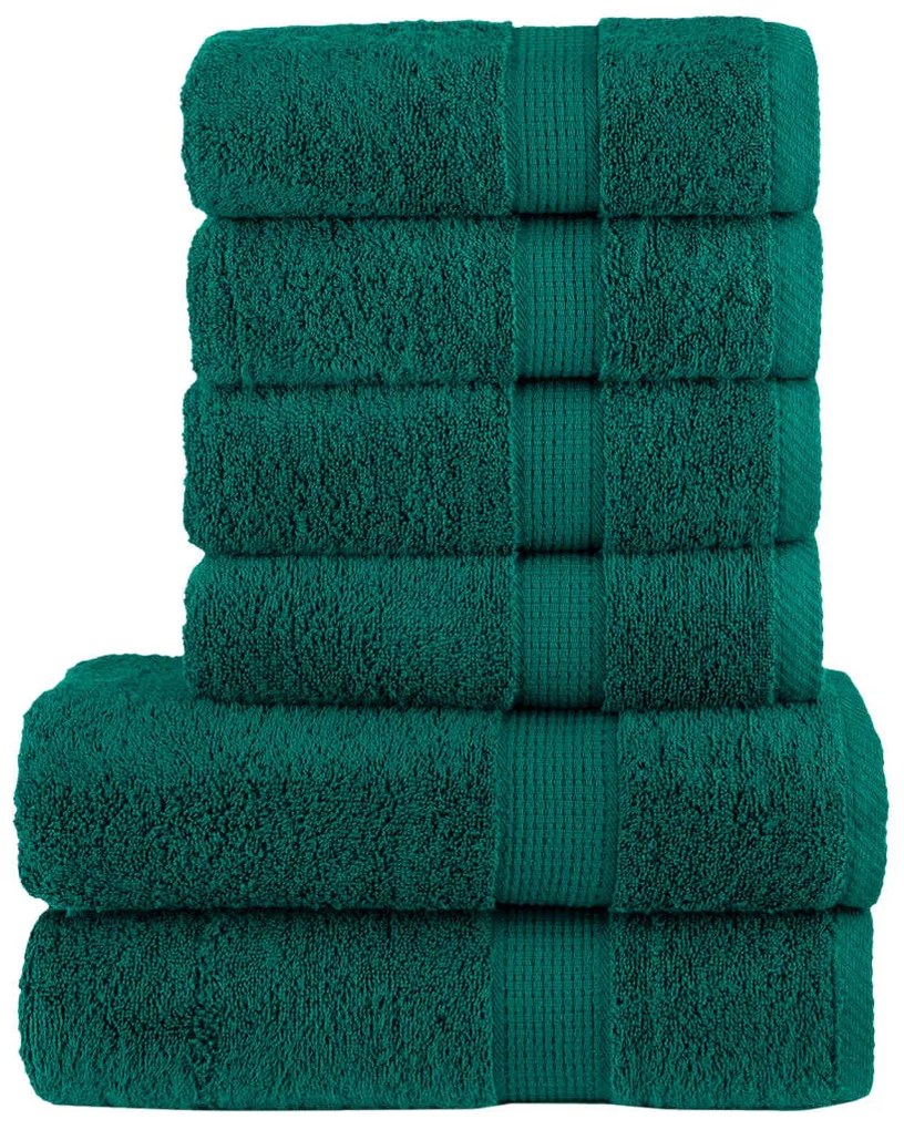 vidaXL 6pcs Conjunto toalhas banho premium SOLUND 600 gsm verde