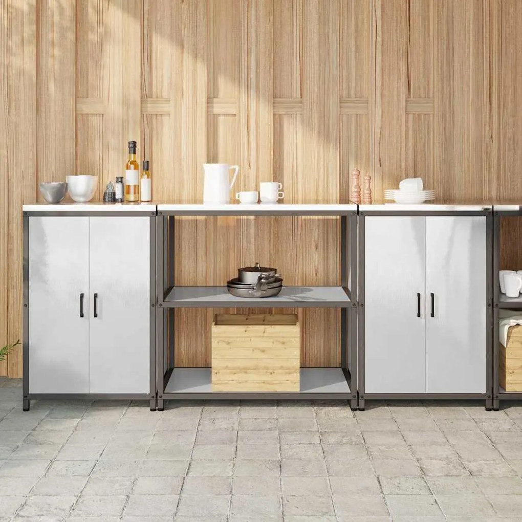 vidaXL Conjunto de Armazenamento de Cozinha 3 pcs Prateado Aço