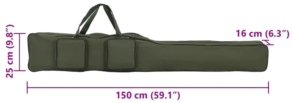 Saco para cana de pesca 150 cm tecido oxford verde-escuro