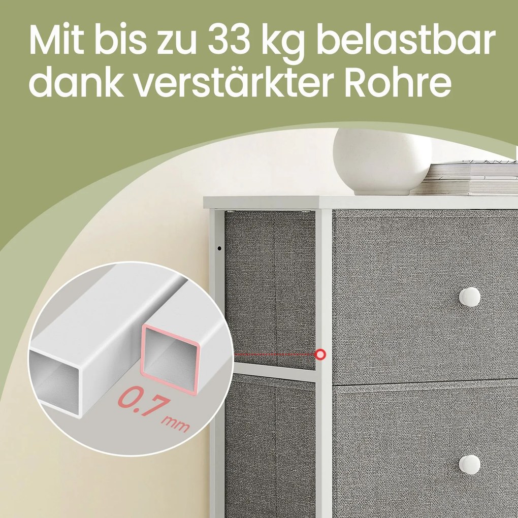 Cómoda, armário, 6 gavetas em tecido 30 x 80 x 71 cm cinza-branco