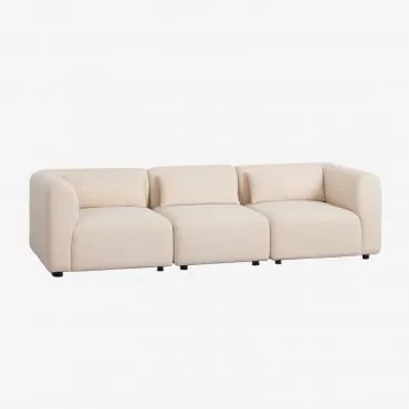 Sofá Modular De 3 Peças Fogler Tecido Pele De Borrego Bege Creme - Sklum