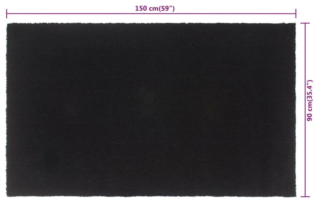 Tapete de porta 90x150 cm fibra de coco tufada preto