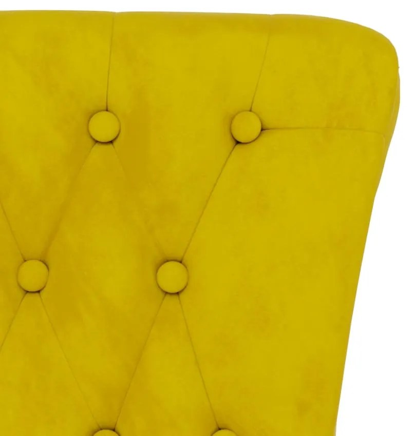 Cadeirão com encosto alto veludo amarelo design de botões