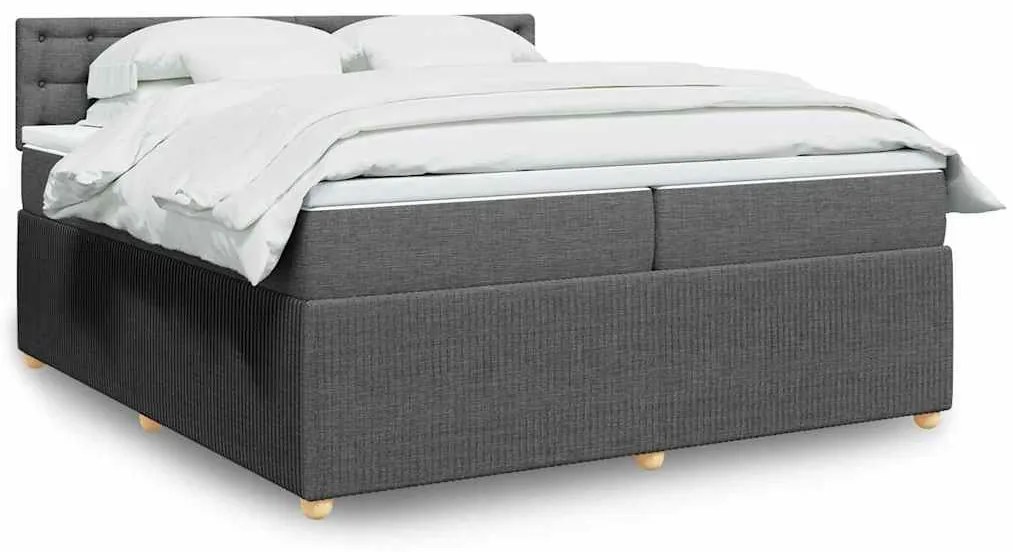 Cama com molas/colchão 200x200 cm tecido cinzento-escuro
