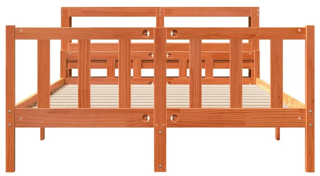 Estrutura cama c/ cabeceira 150x200cm pinho maciço castanho-mel