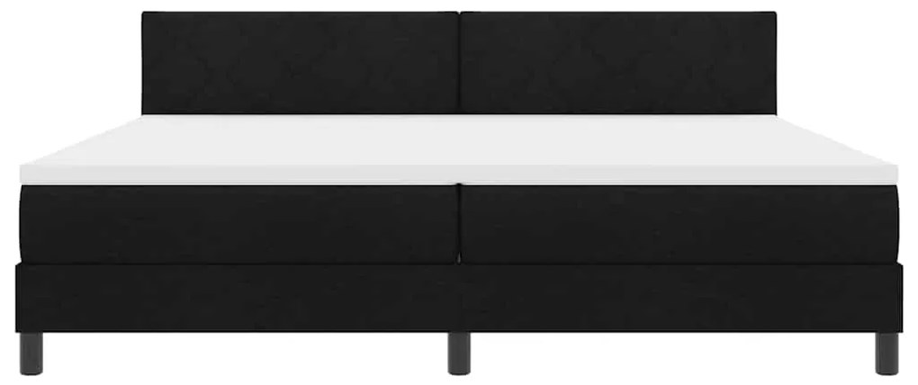 Cama Box com Colchão &amp; LED Preta 200x200 cm Tecido