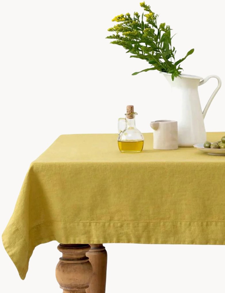 Toalha de mesa em linho artesanal Lemon