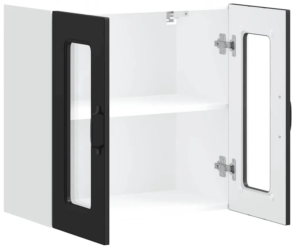 Armário de parede de cozinha porta vidro Kalmar preto