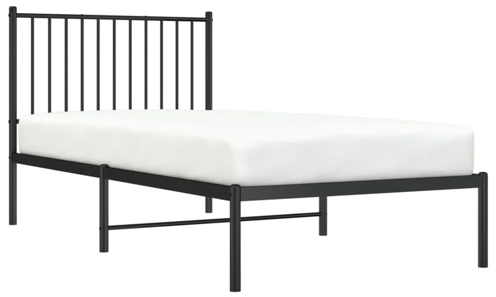Estrutura de cama com cabeceira 90x190 cm metal preto