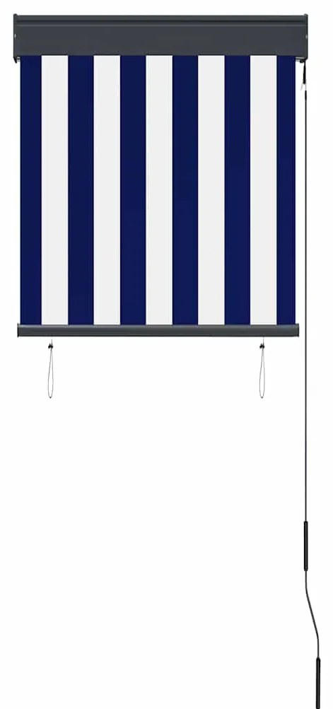 Estore de rolo para exterior 60x250 cm azul e branco
